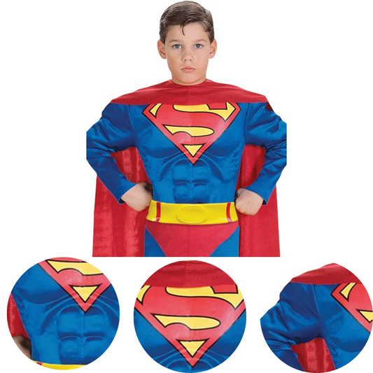 Fancy Superman Costume w/ Muscles for Kids - Age 5 to 7 Years
