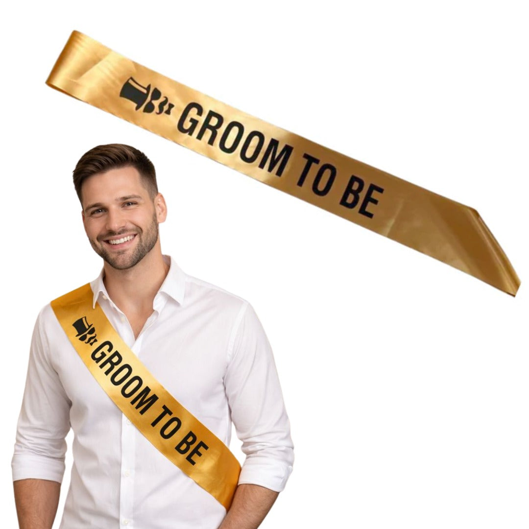 Groom To Be Sash Black &amp; Gold