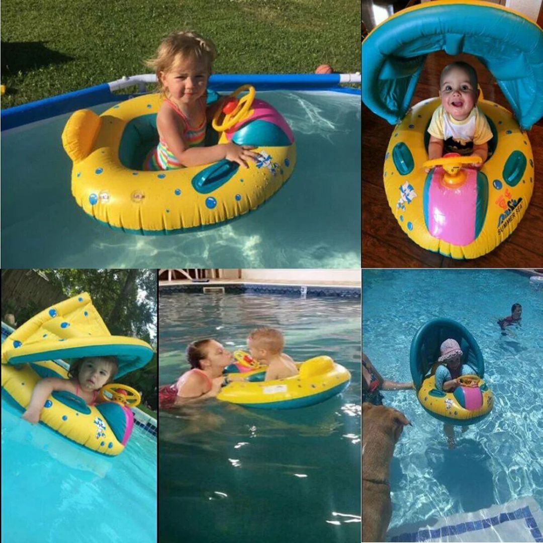 Inflatable Cars Pool Float with Canopy for Kids - 1PC