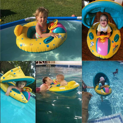 Inflatable Cars Pool Float with Canopy for Kids - 1PC