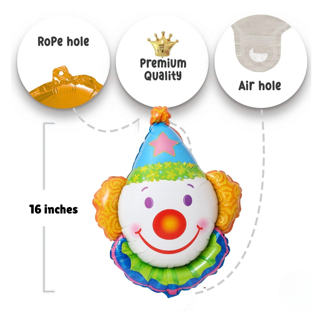 Clown Face Foil Balloon - Air Filled  - 33 inches - 1PC