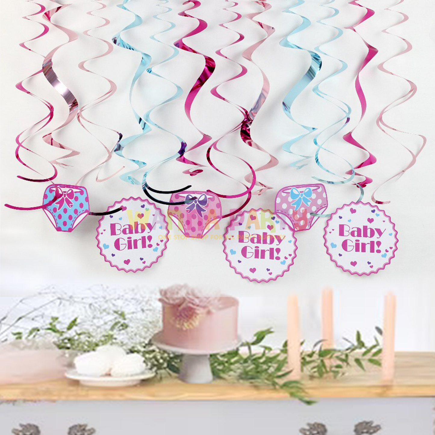 Baby Girl Swirl Decoration - 12PC
