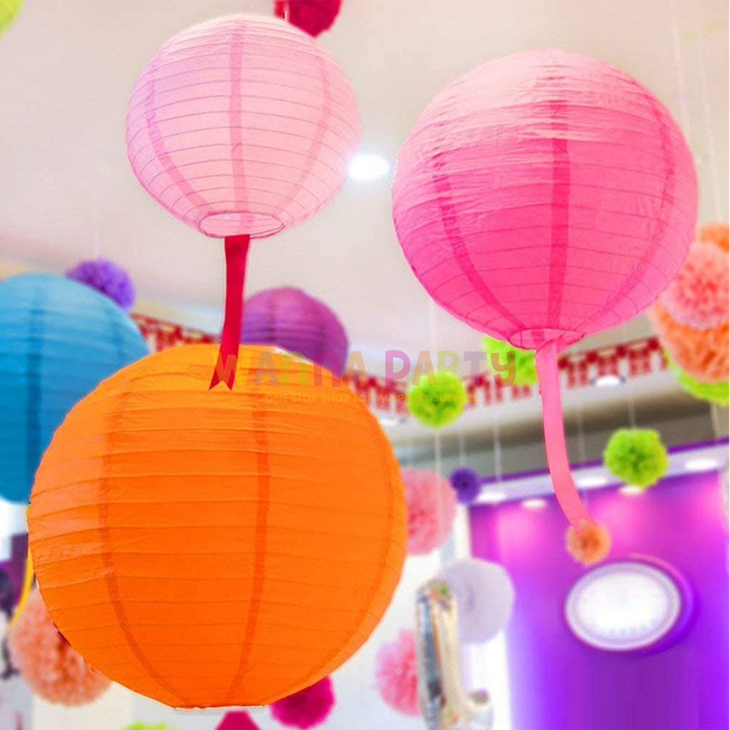 Polka Dot Yellow Lanterns for Hanging Decor - 14 inches - 1PC