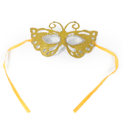 Golden Glitter Eye Mask with White Rhinestone - 1PC