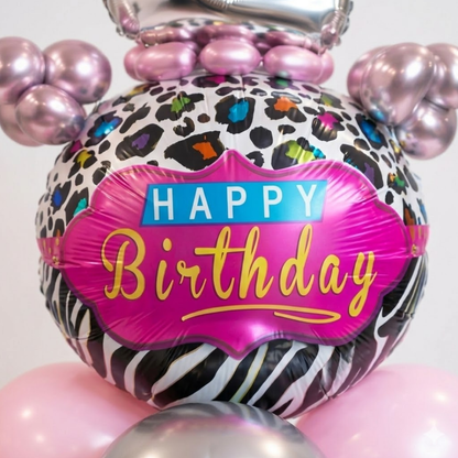 Designer Pink & Silver Balloon Bouquet Arrangement with 3D Butterflies for 2nd Birthday