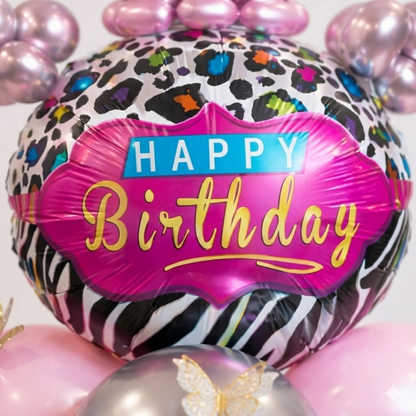Designer Pink & Silver Balloon Bouquet Arrangement with 3D Butterflies for 6th Birthday