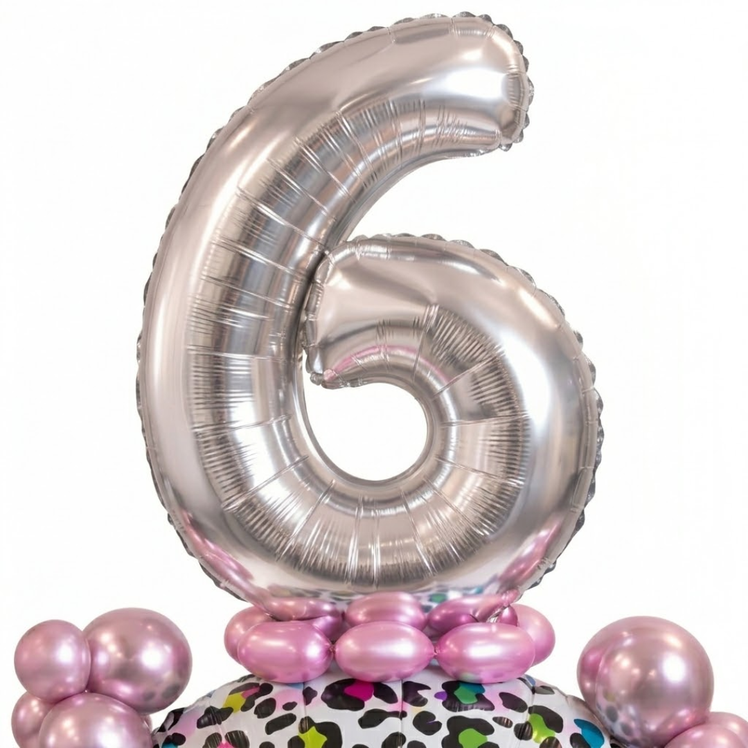 Designer Pink & Silver Balloon Bouquet Arrangement with 3D Butterflies for 6th Birthday