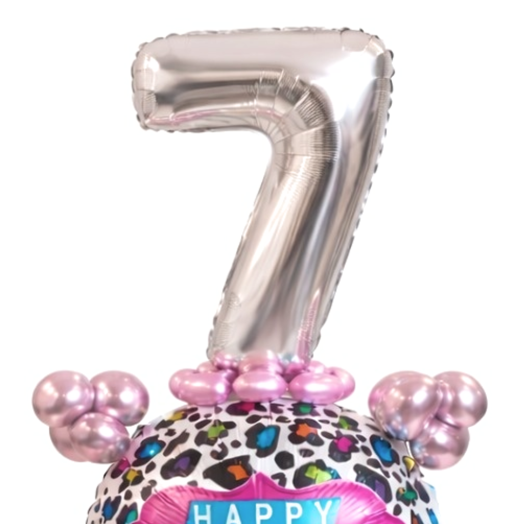 Designer Pink & Silver Balloon Bouquet Arrangement with 3D Butterflies for 7th Birthday