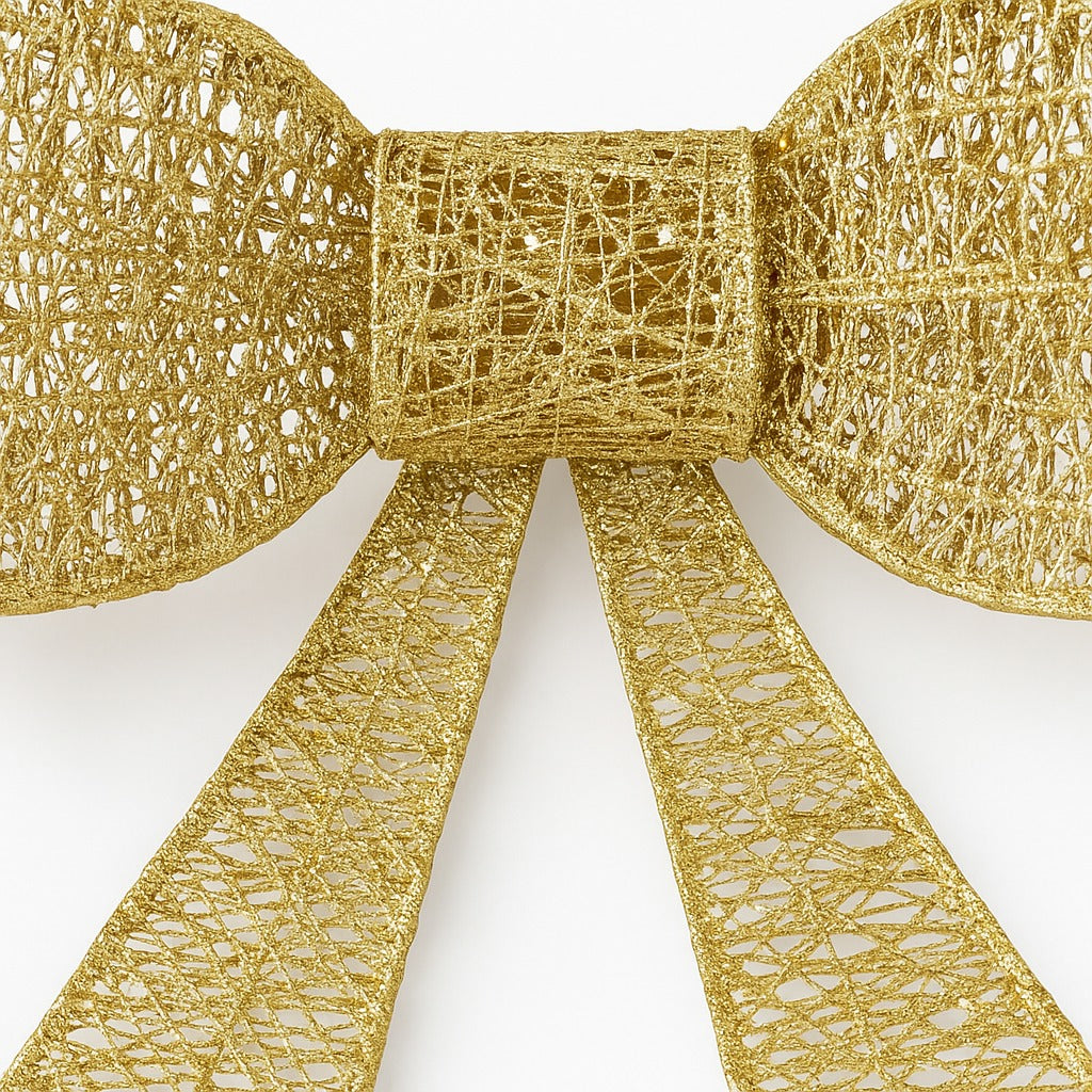 Large Golden Glitter Bow Christmas Decoration