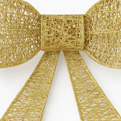 Large Golden Glitter Bow Christmas Decoration