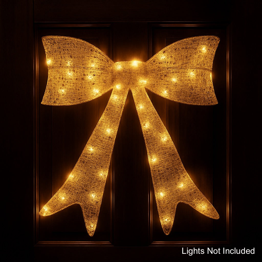 Large Golden Glitter Bow Christmas Decoration