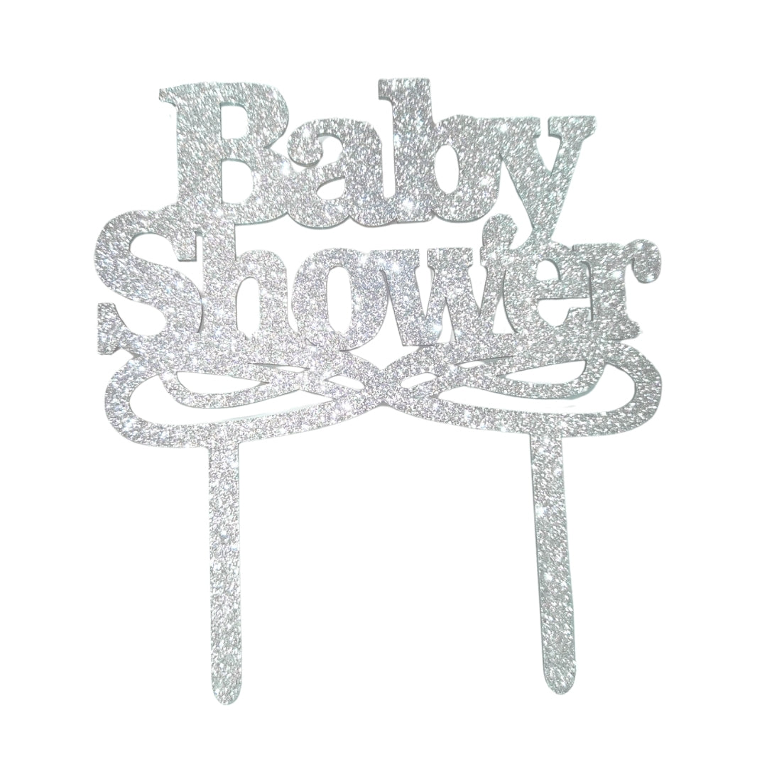 Baby Shower Silver Cake Topper - 1PC