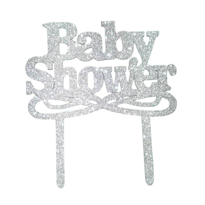 Baby Shower Silver Cake Topper - 1PC