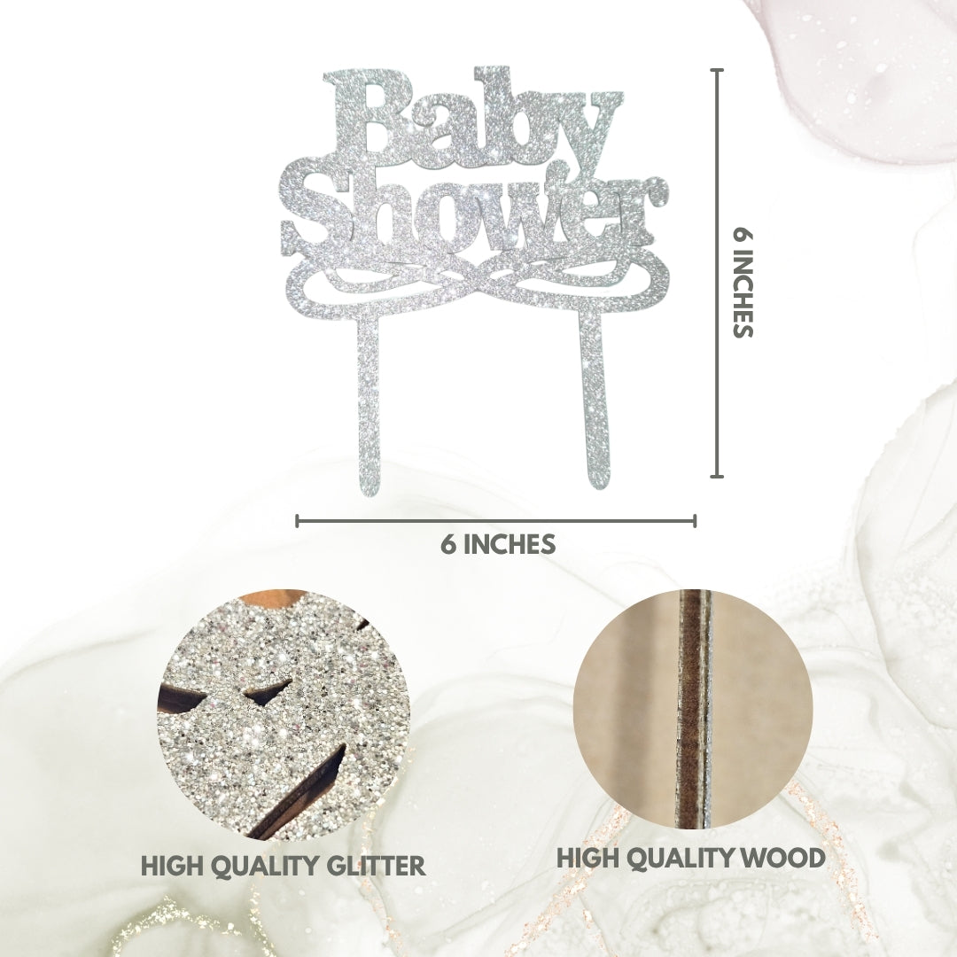 Baby Shower Silver Cake Topper - 1PC