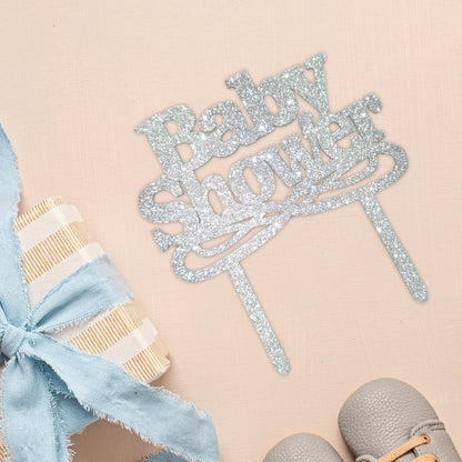 Baby Shower Silver Cake Topper - 1PC