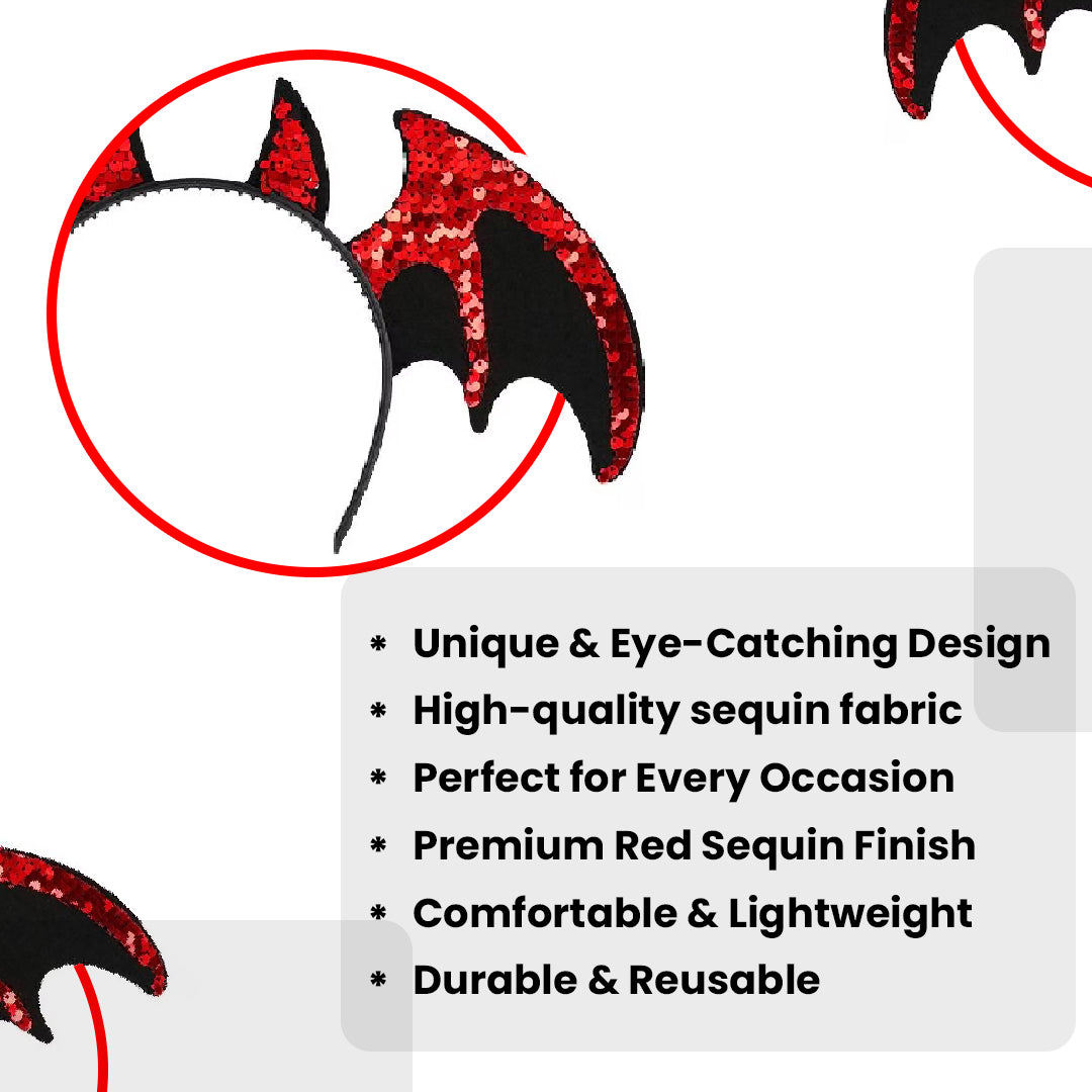 Halloween Bat Headband with Red Sequin - 1PC