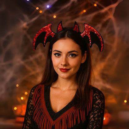 Halloween Bat Headband with Red Sequin - 1PC