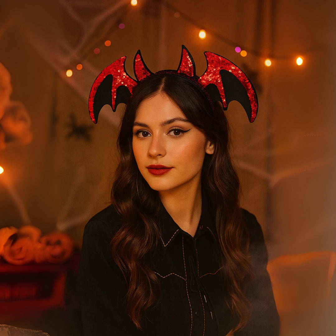 Halloween Bat Headband with Red Sequin - 1PC