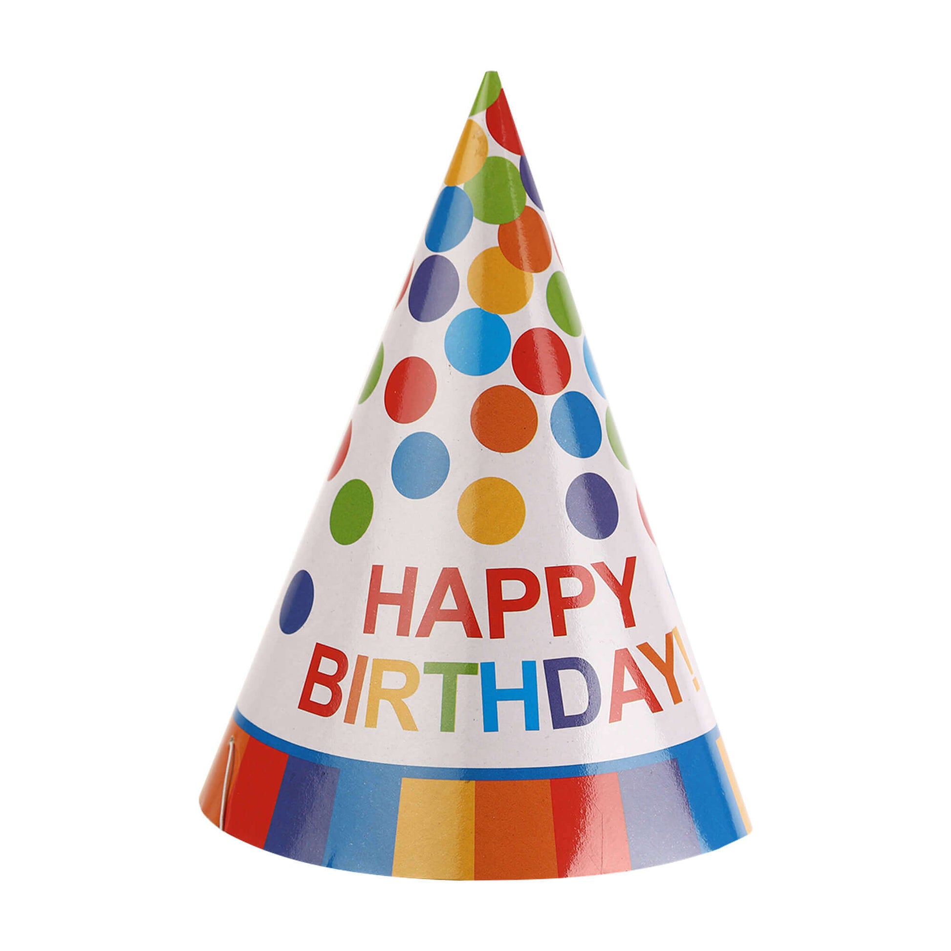 Happy Birthday Colorful Dots Hats - 8PC