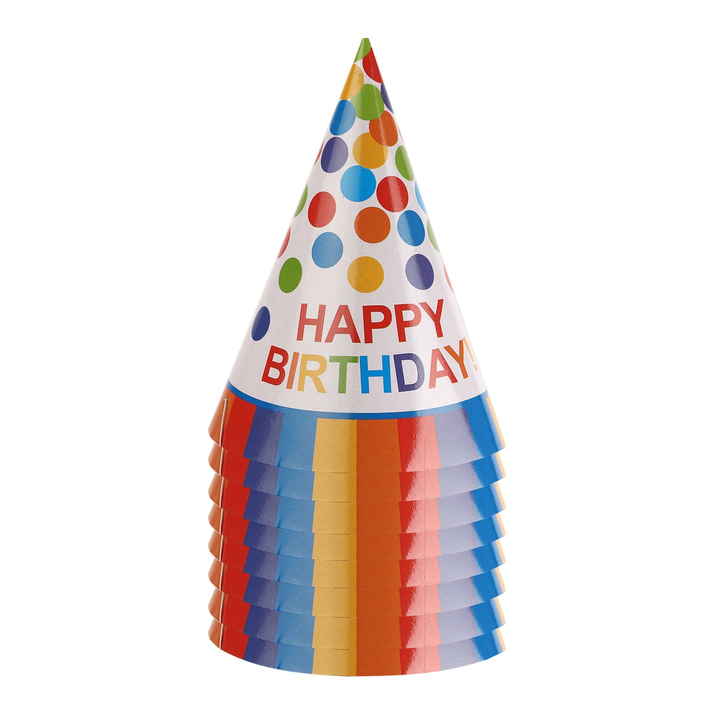 Happy Birthday Colorful Dots Hats - 8PC