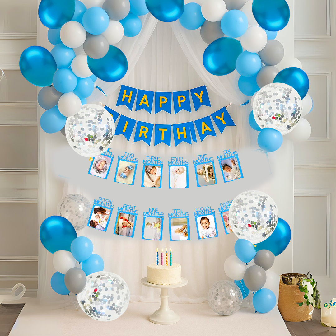 1st Birthday Decoration Combo Pack for Boys - 70PC