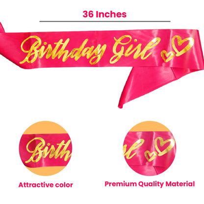 Happy Birthday Girl Headband with Sash Combo - 2PC