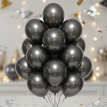 Chrome Black Premium Latex Balloons 10" - 20PC