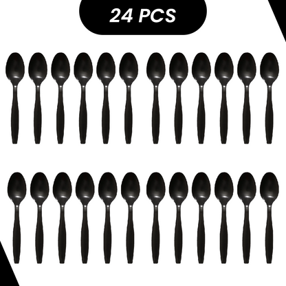Black Shiny Spoons - 24PC