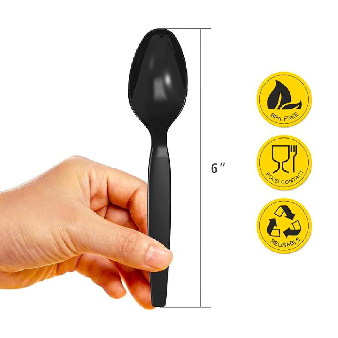 Black Shiny Spoons - 24PC