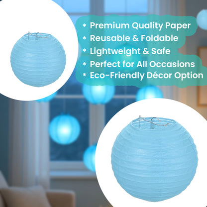 Blue Round Paper Lantern - 10 Inches - 1PC