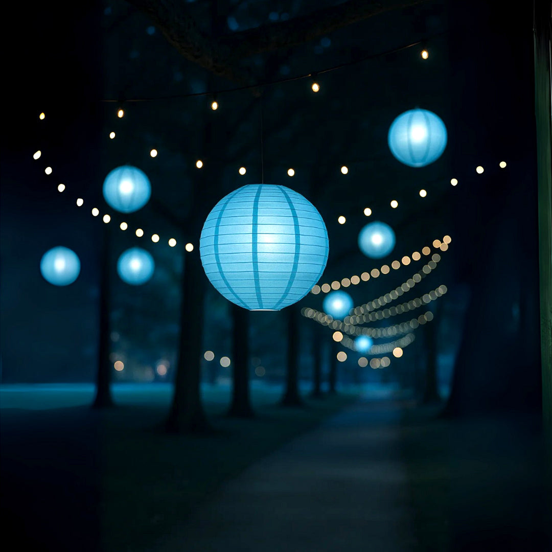 Blue Round Paper Lantern - 10 Inches - 1PC