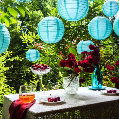 Blue Round Paper Lantern - 10 Inches - 1PC
