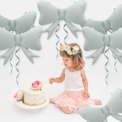 Sand White Bow / Gift Ribbons Shaped Balloon - 30 inches - Helium Quality - 1P