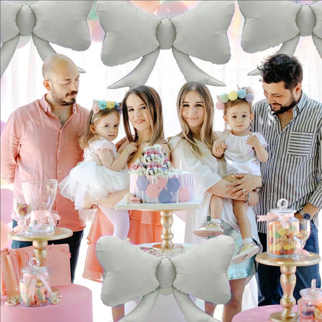Sand White Bow / Gift Ribbons Shaped Balloon - 30 inches - Helium Quality - 1P
