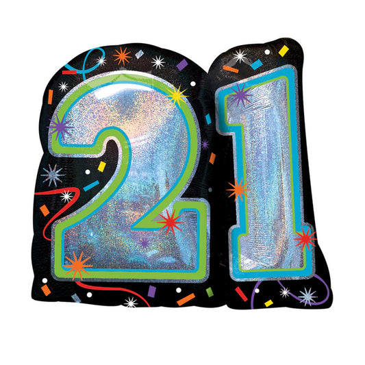 Happy 21st Birthday Foil Balloon - Helium Quality - 18 inches - 1PC