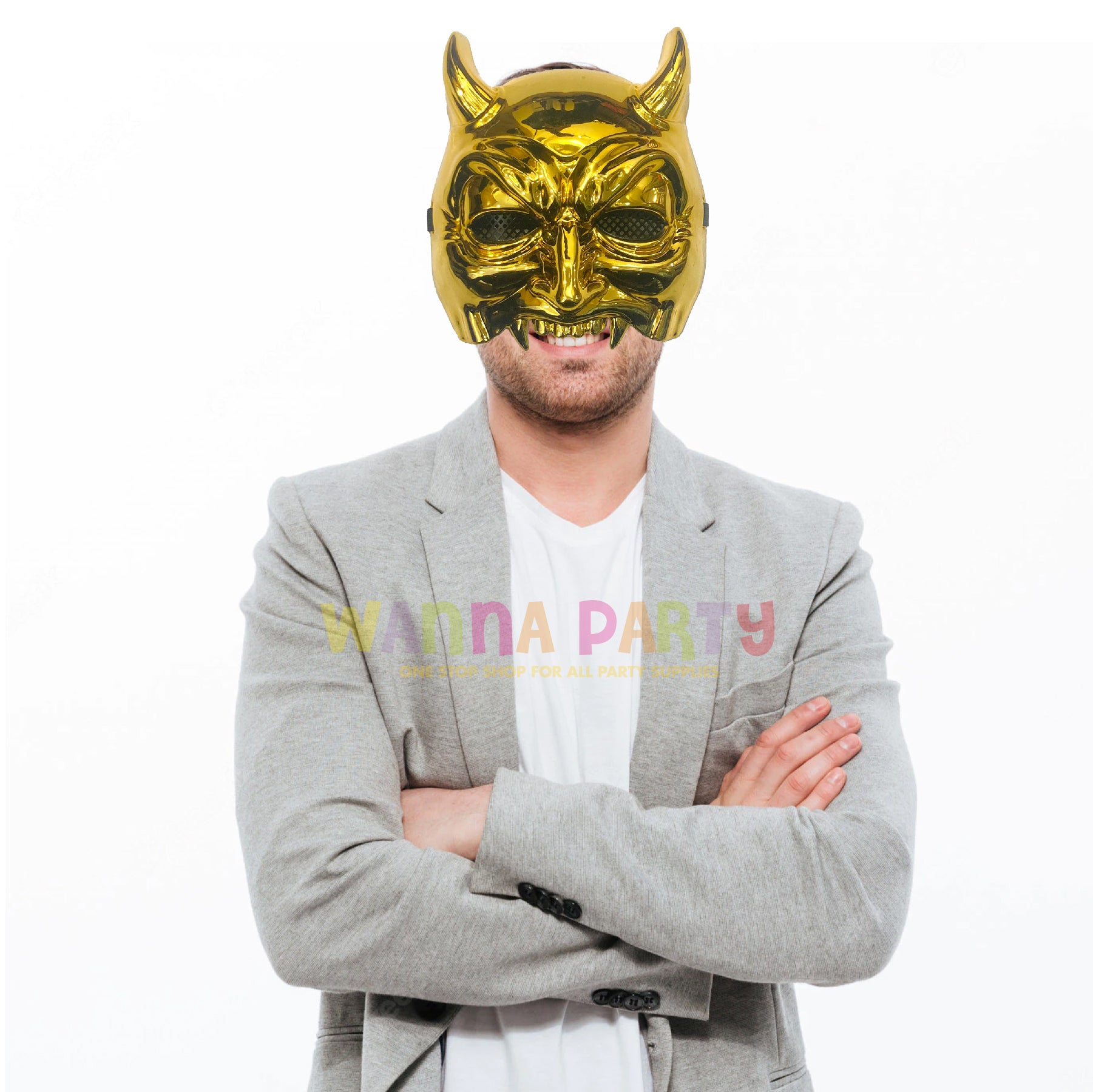 Broken Jaw Ghost Mask Golden with Horn