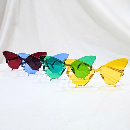 Butterfly Themed Multicolor Rimless Sunglases for Kids & Adults - 4PC
