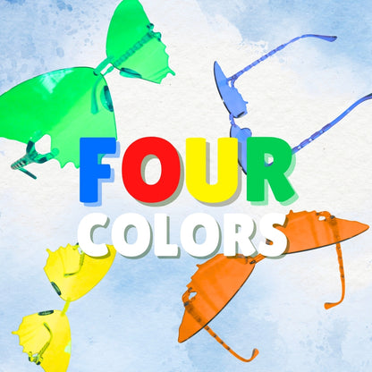 Butterfly Themed Multicolor Rimless Sunglases for Kids & Adults - 4PC