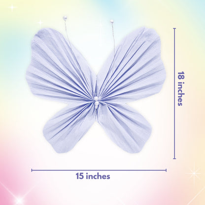 Butterfly Shaped Pastel Paper Fan with Pearls - 3PC