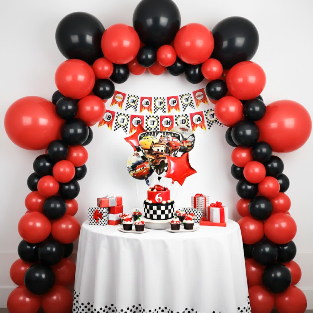 Racing Car Theme Birthday Decoration Combo Kit with Banner and Balloons