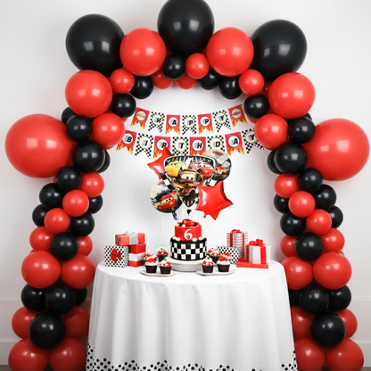Racing Car Theme Birthday Decoration Combo Kit with Banner and Balloons