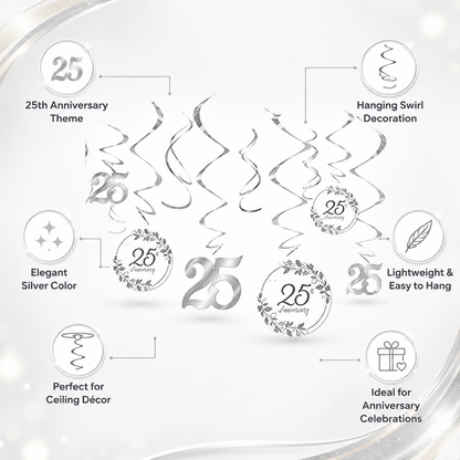 25th Anniversary Swirl Decorations