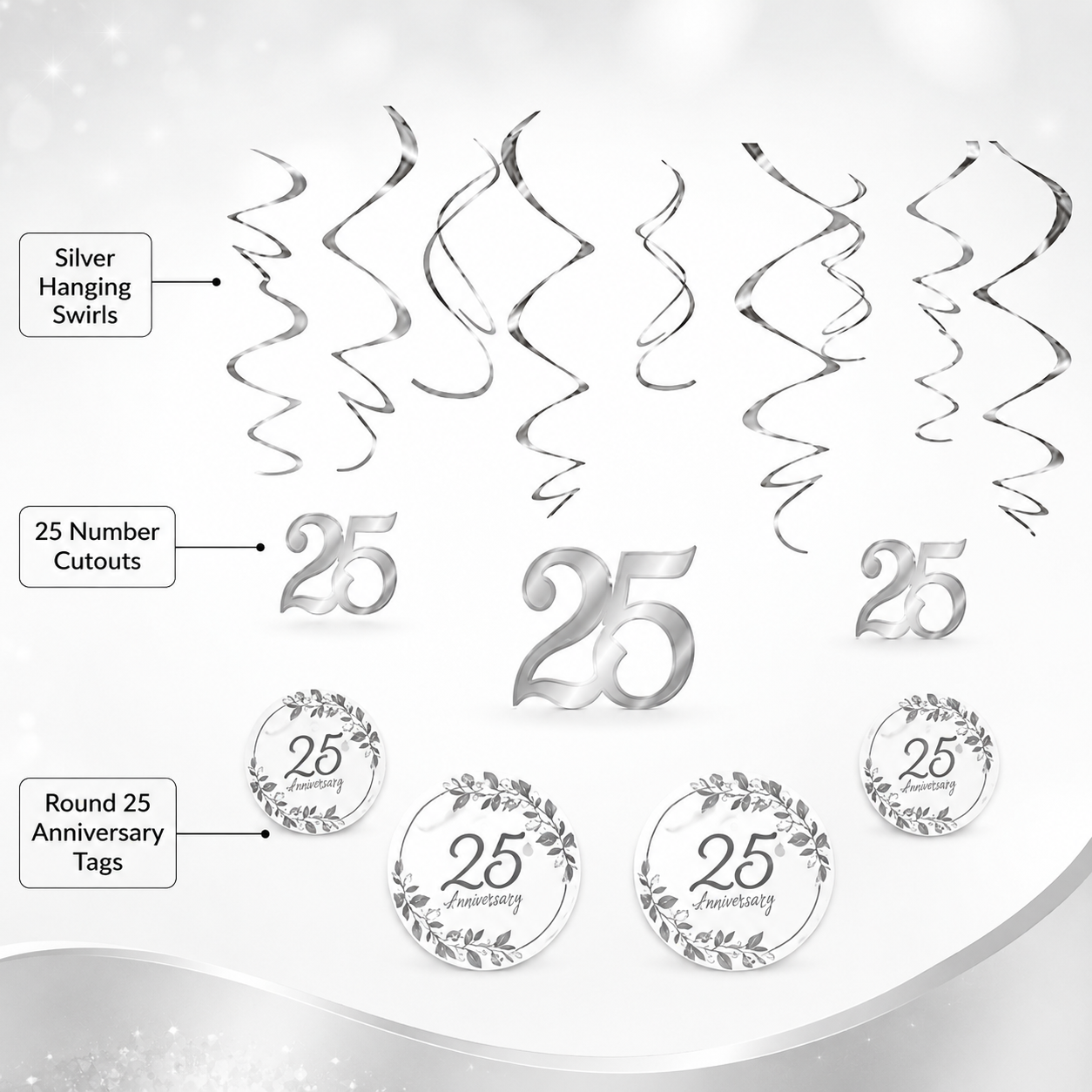 25th Anniversary Swirl Decorations