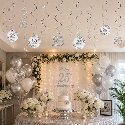 25th Anniversary Swirl Decorations