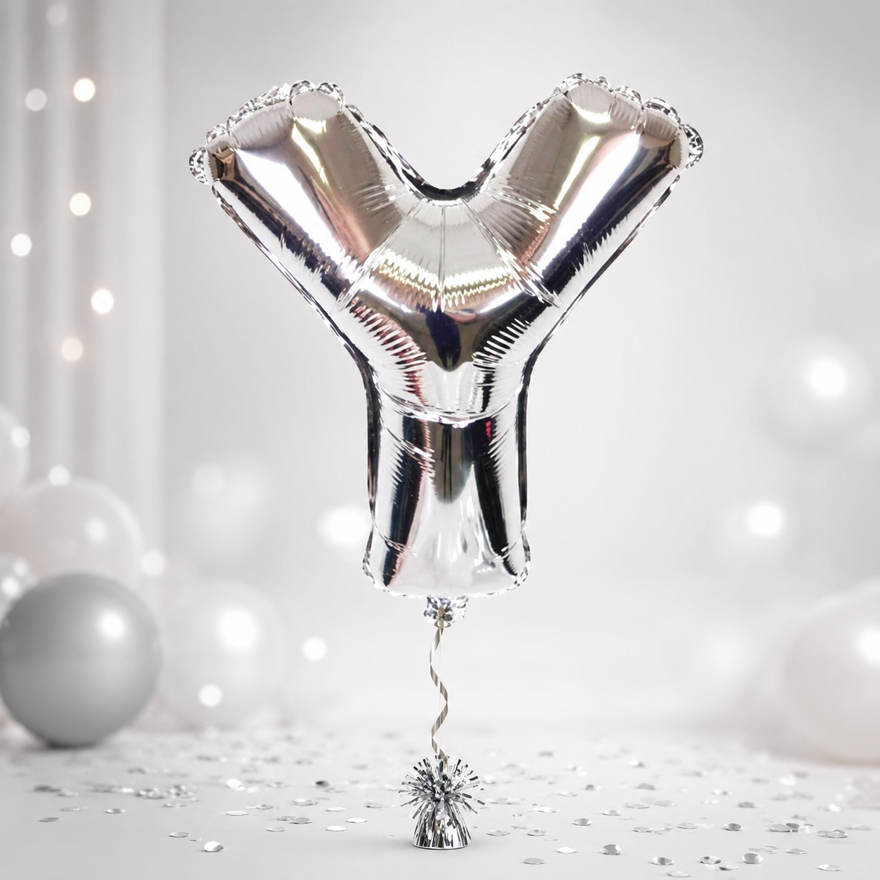Silver Letter Y Foil Balloon, Metallic Alphabet Balloon