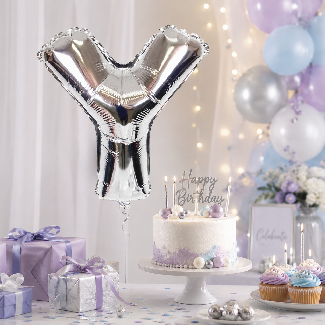 Silver Letter Y Foil Balloon, Metallic Alphabet Balloon
