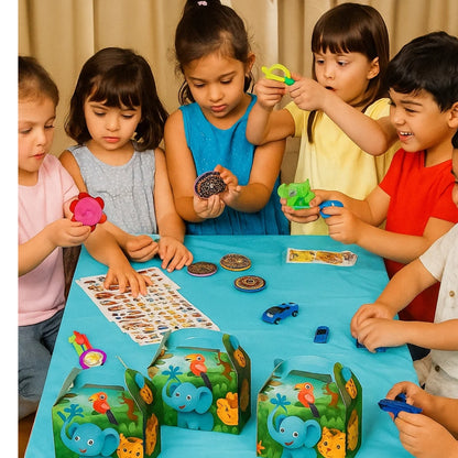 Jungle Animal Theme Treat Boxes with Mixed Return Gift Favors Combo Pack - 60PC