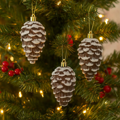 Artificial Christmas Pine Cones with Snow Dust - 3PC