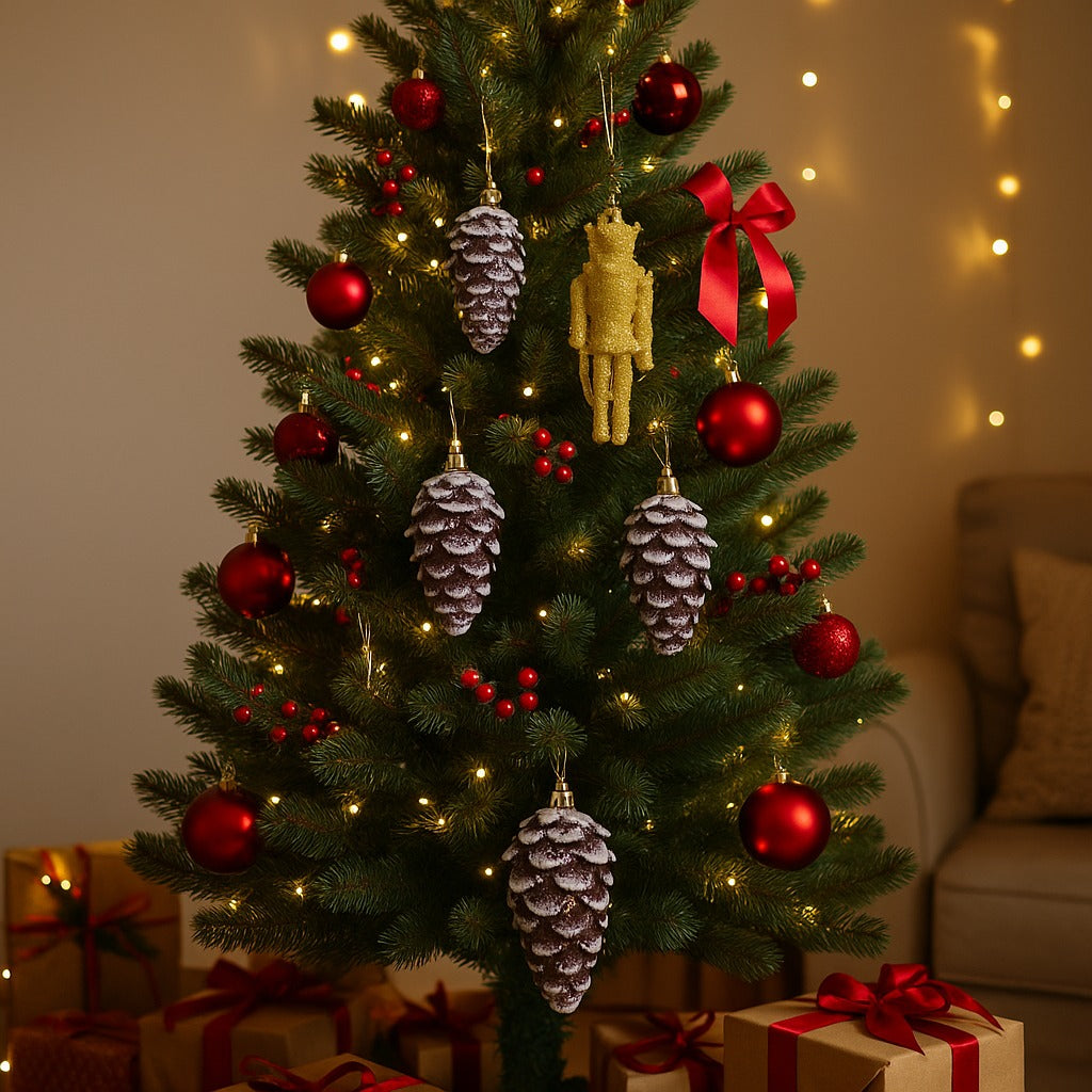 Artificial Christmas Pine Cones with Snow Dust - 3PC