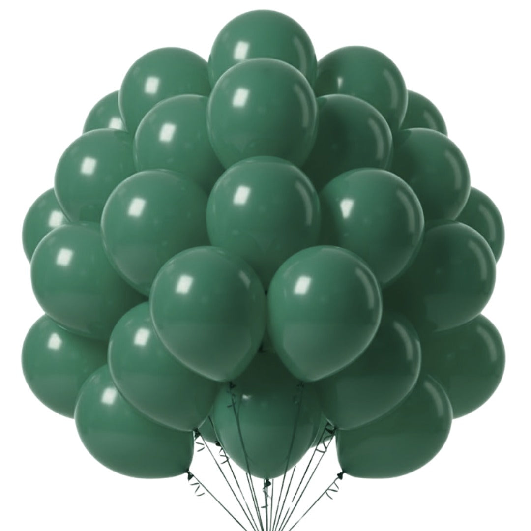 Dark Green Latex Balloons 10 Inch | Helium Quality Party Decoration Balloons in a Can | 20 Pc